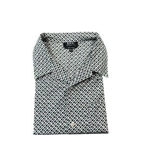A.P.C. Rue Madame Green Black Geometric Mens Loop Collar Shirt XXL NWT